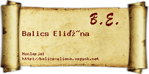 Balics Eliána névjegykártya